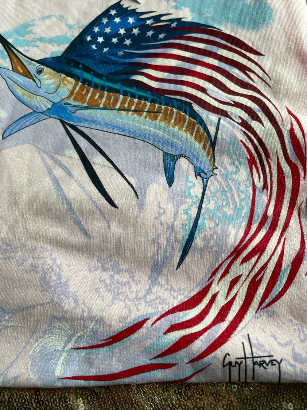 NWT Guy Harvey bubble gum light pink graphic tee 🐟